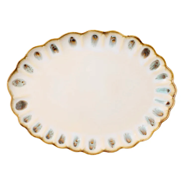 Amoria Oval Serving Platter - Almond/Sage