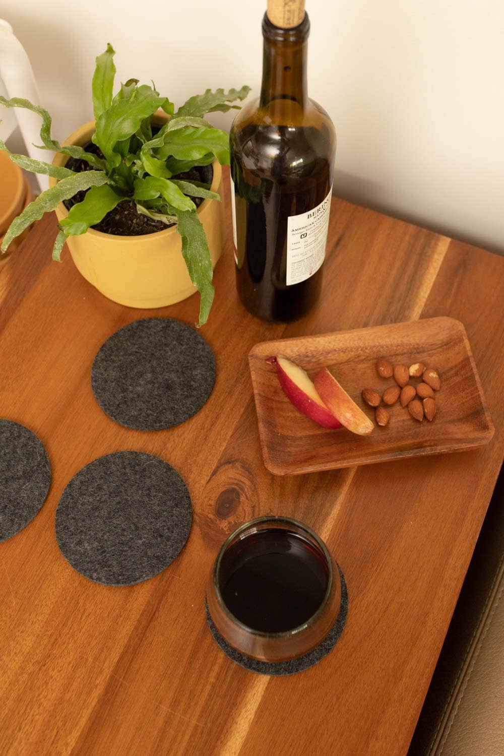 Charcoal: Bierfilzl Merino Wool Felt Round Coaster Solid 4 Pack - Image 4