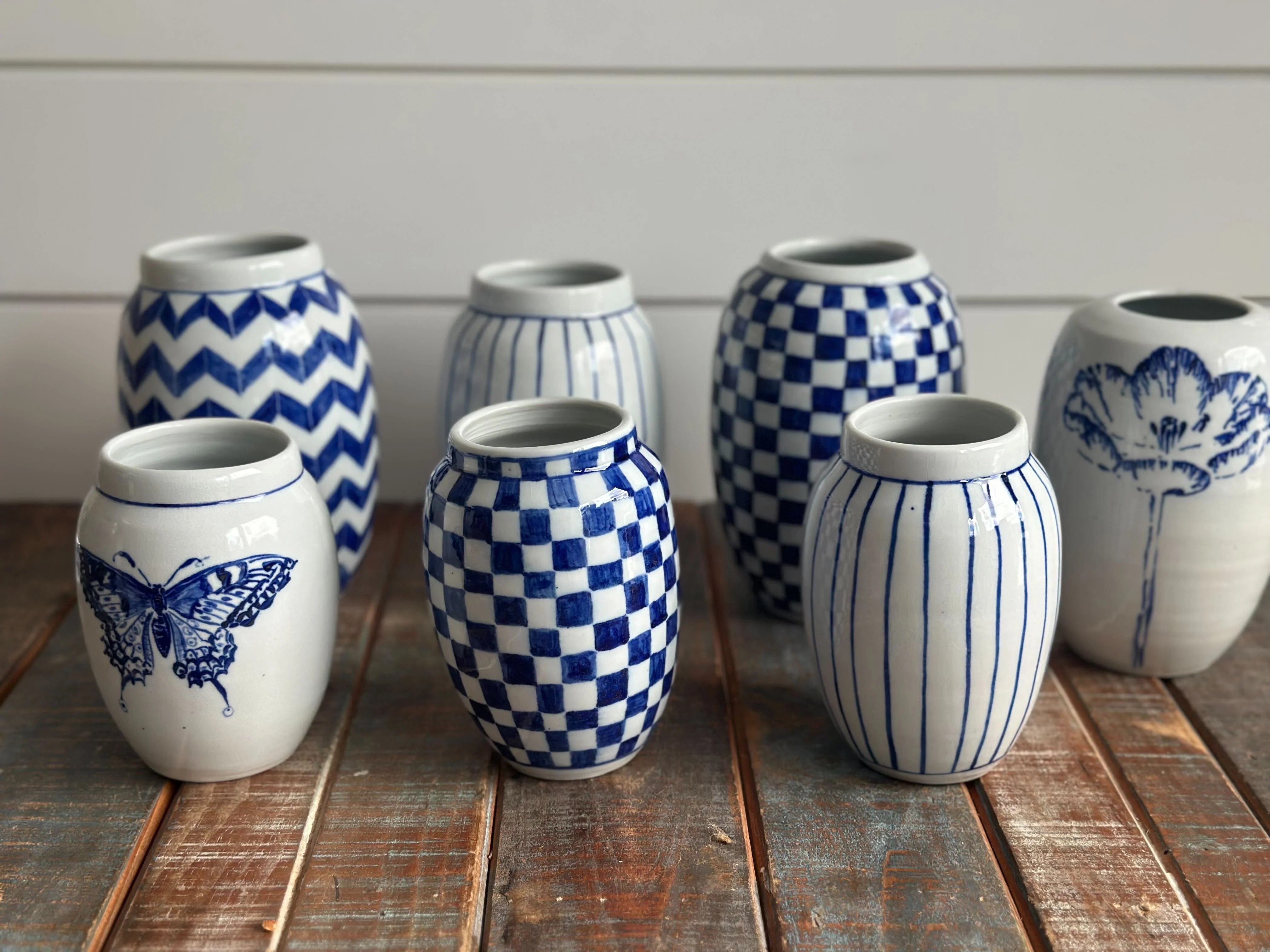 English Porcelain Chevron Vase - Medium - Image 3