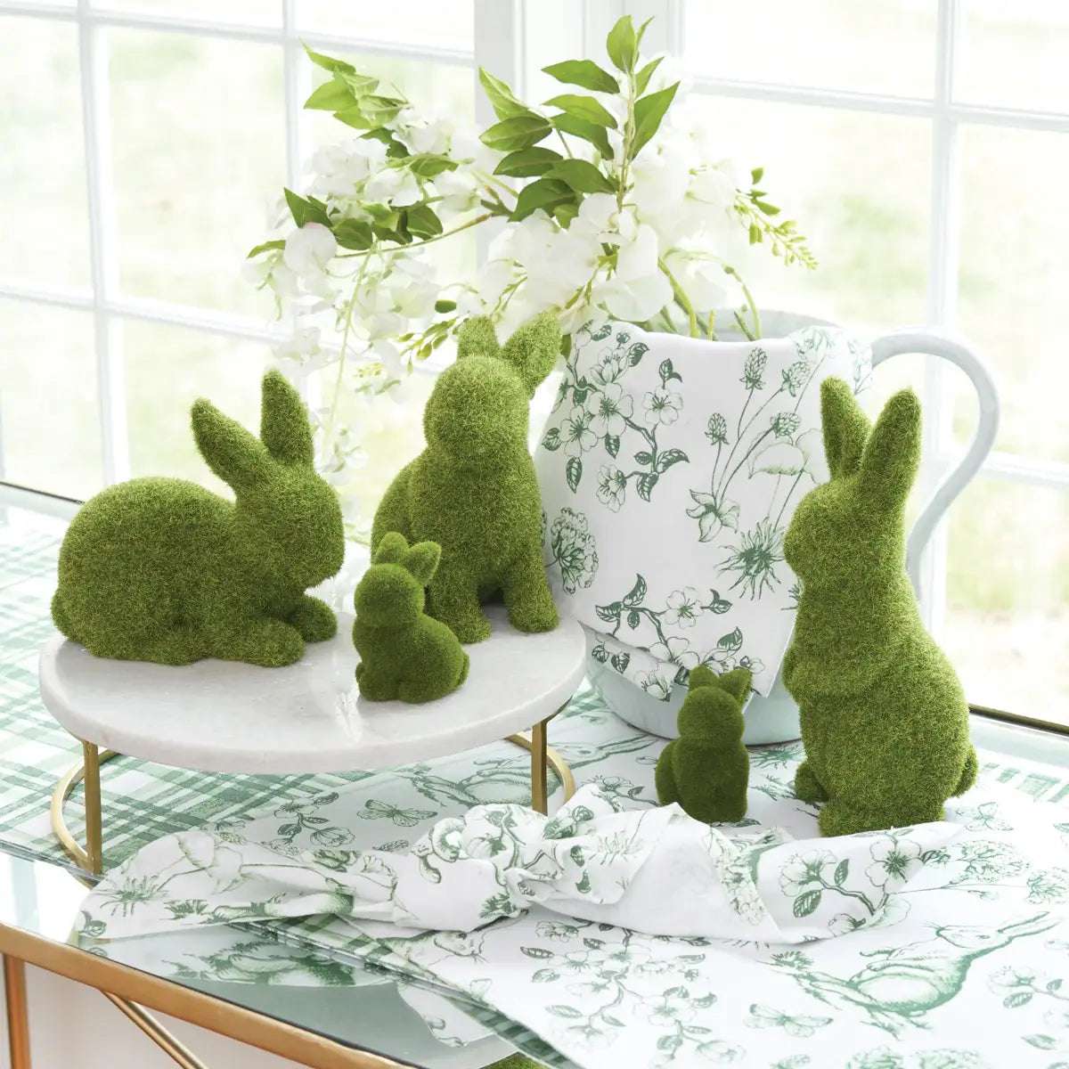 Easter Flocked Sitting Bunny Decorative Figurine - Image 2