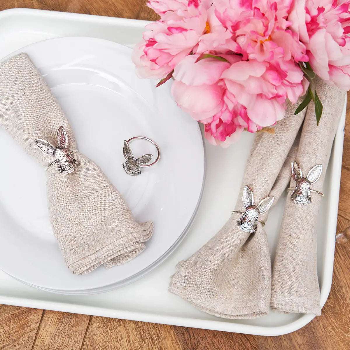Easter Silver Bunny Head Napkin Ring - Image 3