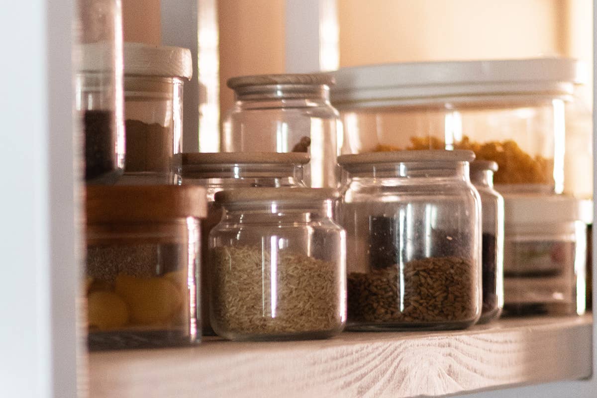 Glass Dry Goods Canister, Wood Lid, Large - Image 4