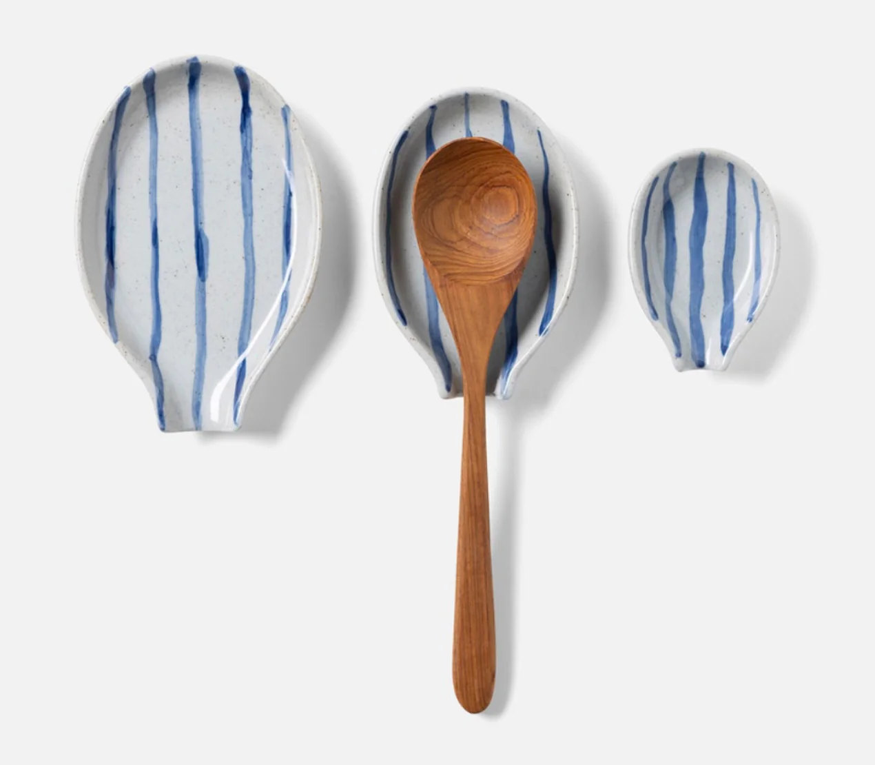 Jemma Blue/White Salt Glaze Stripes Spoon Rests - Image 3