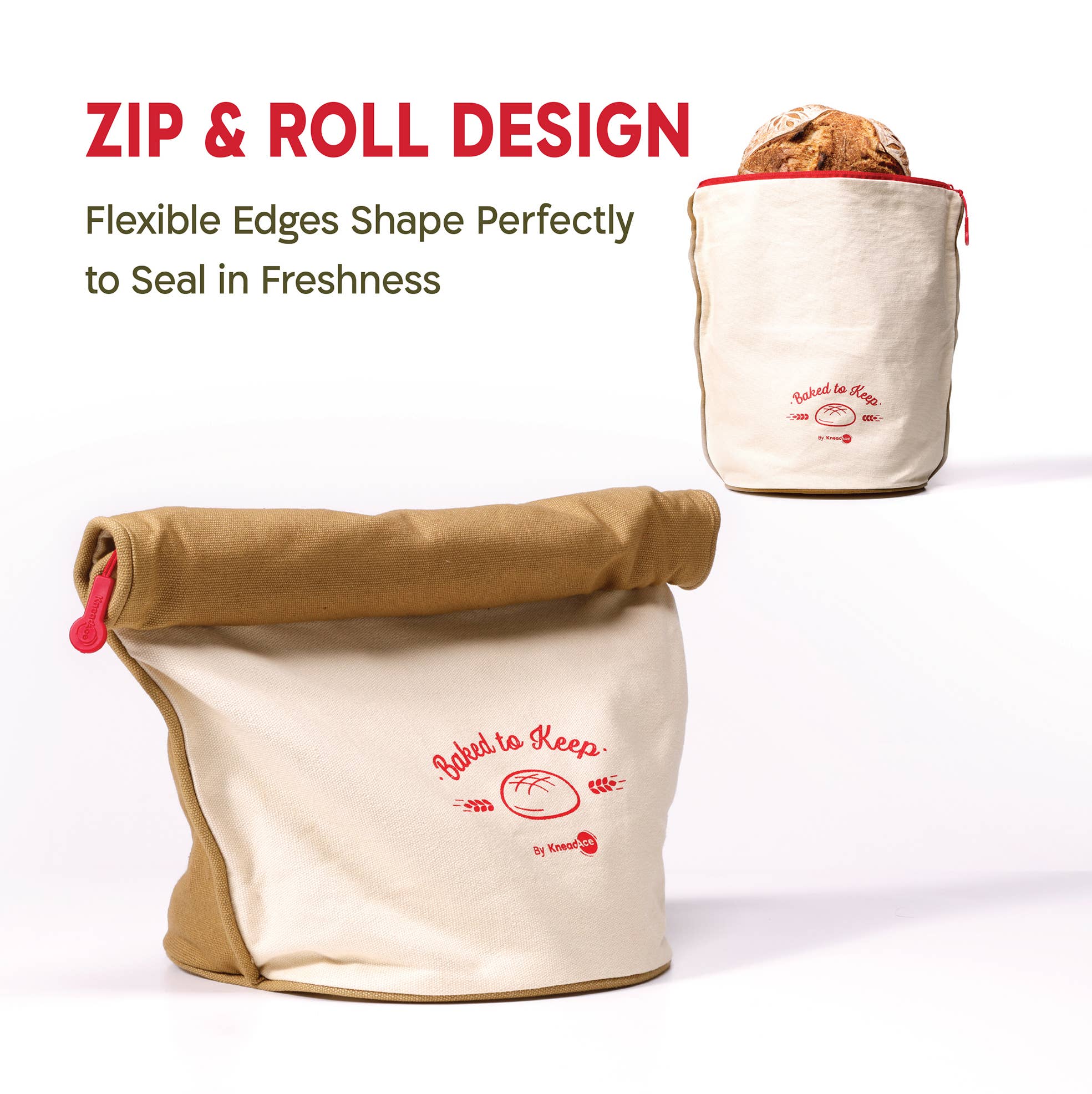 KneadAce Bread Bag: Beige / Off-White - Image 13