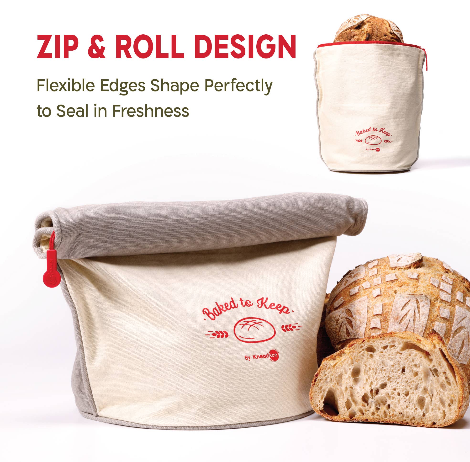 KneadAce Bread Bag: Beige / Off-White - Image 3