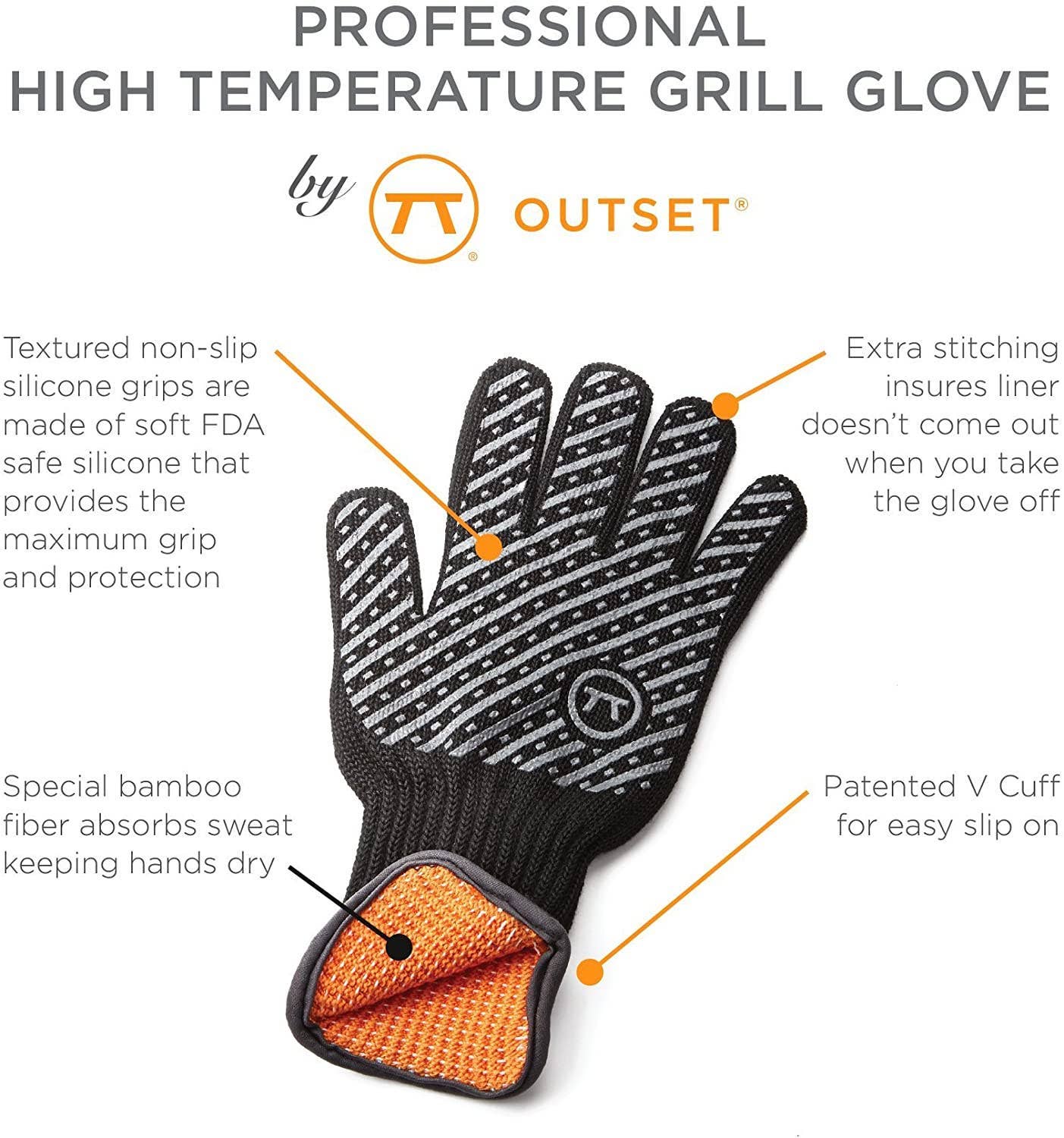 Outset High Temperature Heat Deluxe Grill and BBQ Glove - L/XL - Image 3
