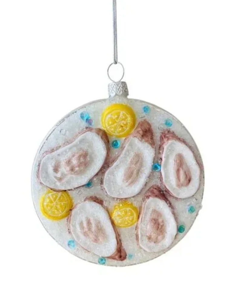 Oysters On Ice Ornament - White