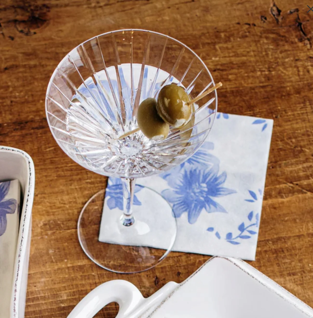 Vietri Papersoft Blue & White Floral Napkins (3 size options) - Image 3
