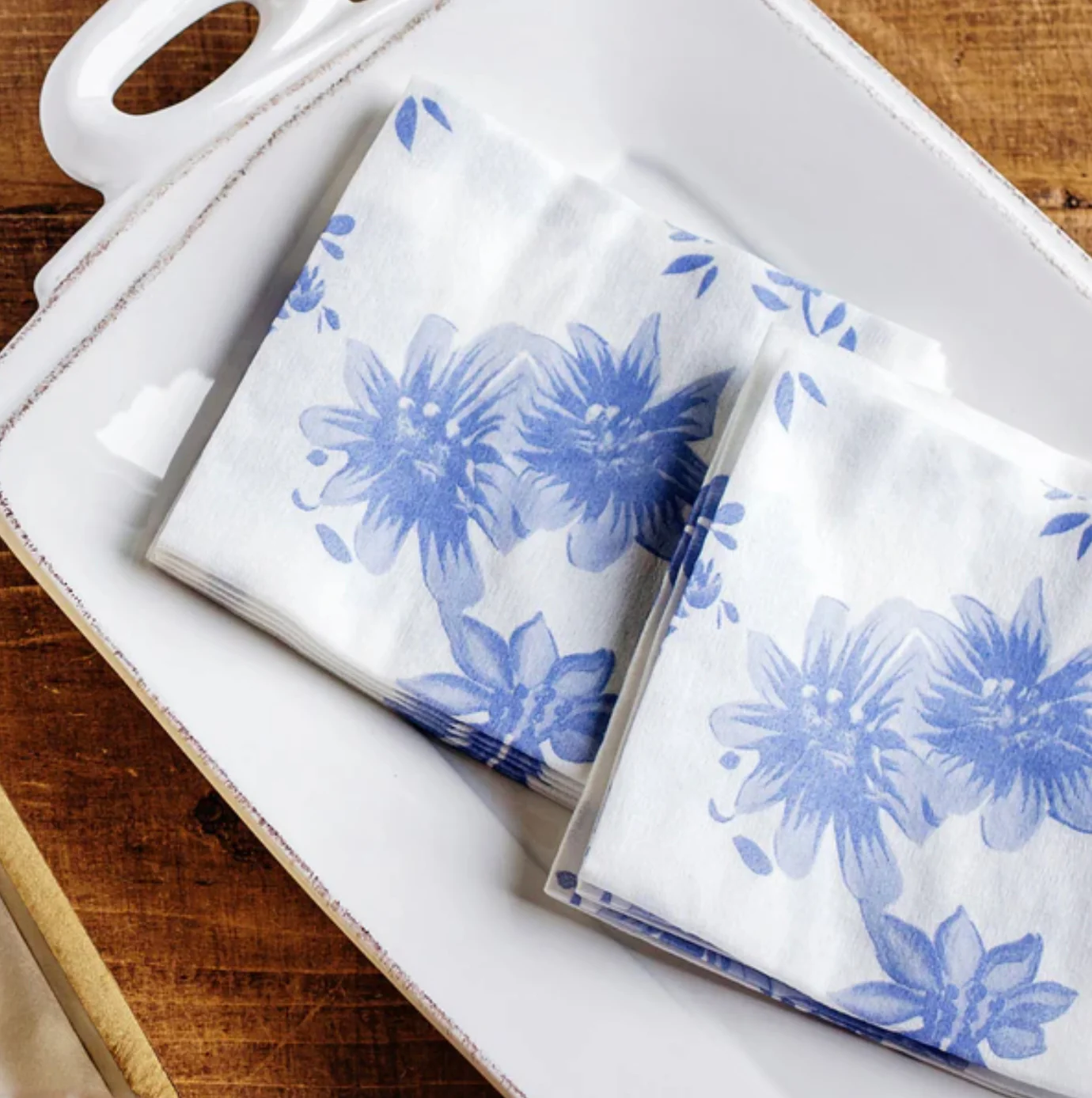 Vietri Papersoft Blue & White Floral Napkins (3 size options) - Image 4